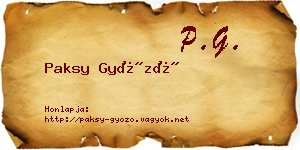 Paksy Győző névjegykártya